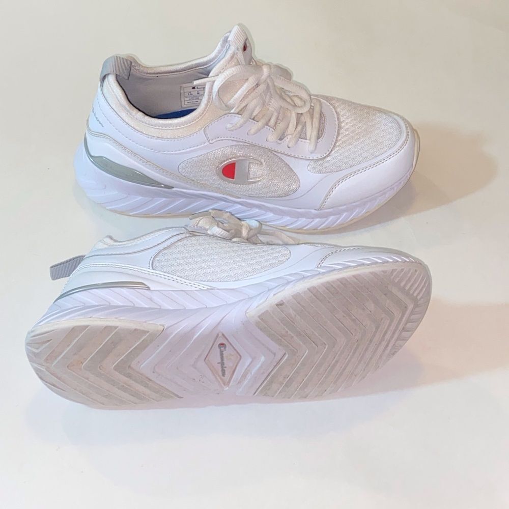 Champion Women's White and Silver Sneakers Size 7.5w
